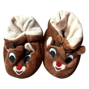 Rudolph The Red Nose Reindeer Infant Baby Unisex Slippers Booties Crib Shoes